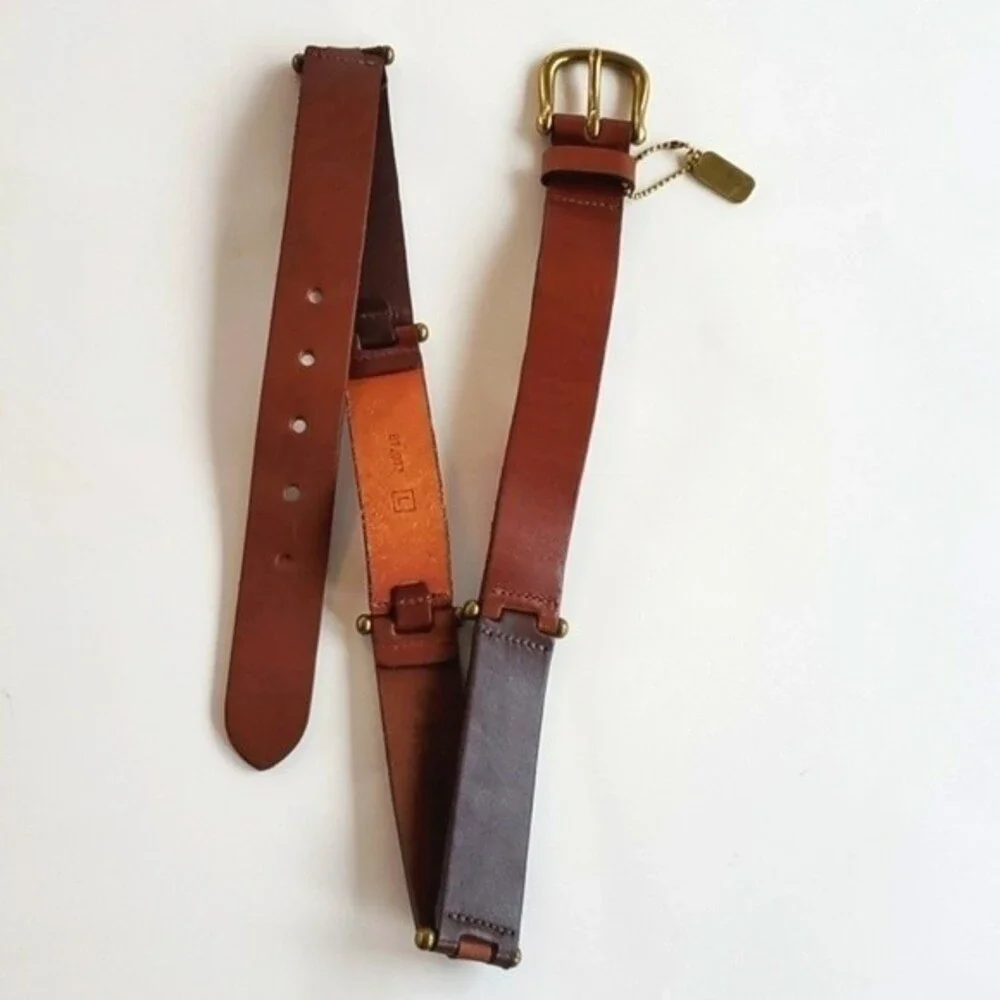 FOSSIL BROWN LEATHER TWO-TONE BELT SIZE LARGE